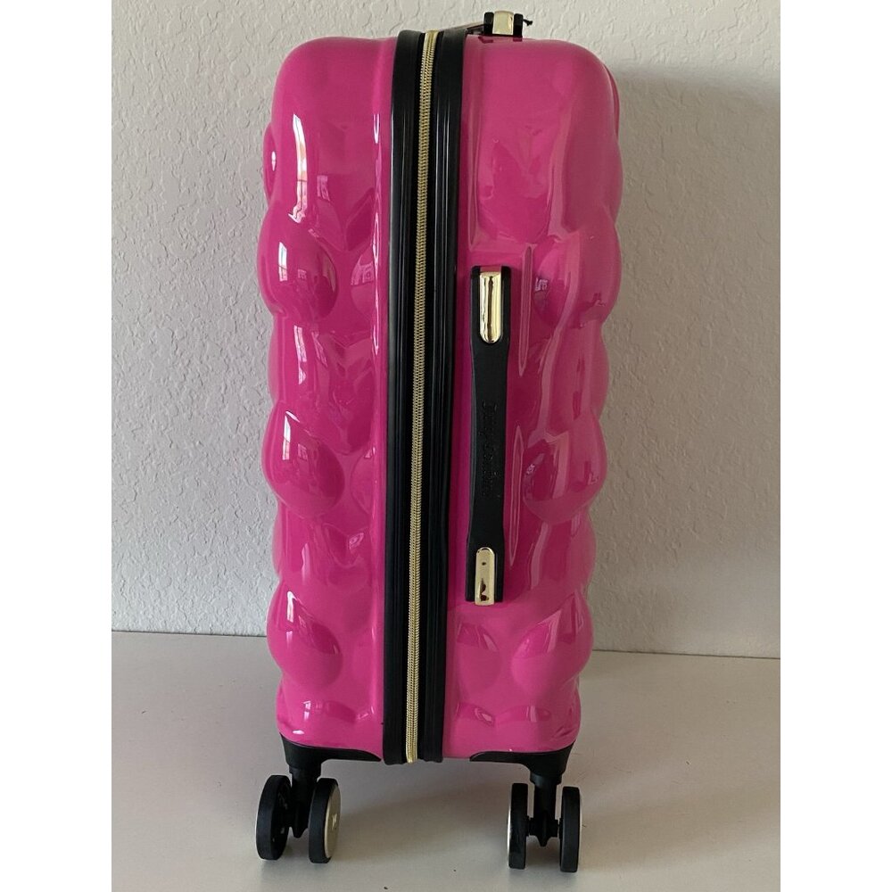 Juicy Couture Hot Pink Embossed Hearts 21" Spinner Carry-On Suitcase Luggage NEW - Picture 4 of 14
